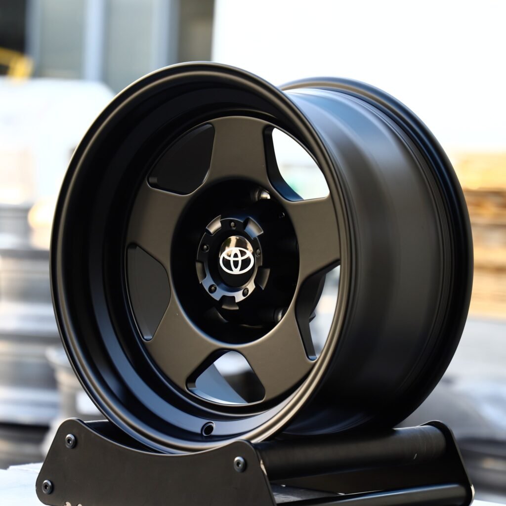 Toyota Tacoma wheels – Gloss Black 5-Spoke Deep Lip, angled view