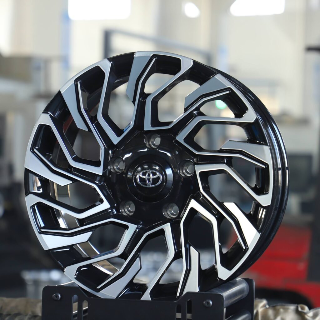 Toyota Camry wheels – Matte Silver 5-Spoke Machined Face, angled view