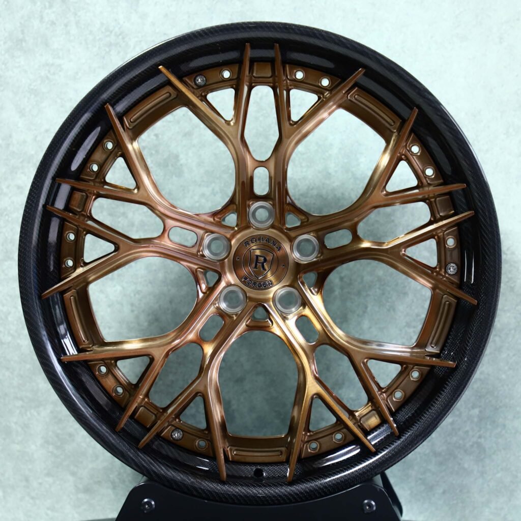 Transparent Copper 2-Piece Deep Lip Carbon Fibre Outer Lip Forged Wheels - Porsche 911 / BMW M3 Fitment (5-Lug) Deep Dish forged wheel