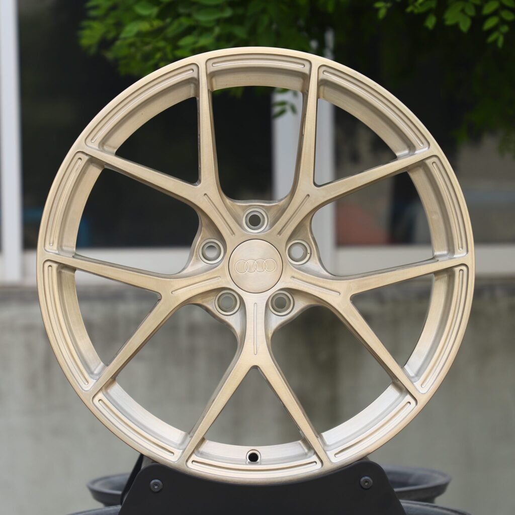 Audi A4 B9 wheels – Transparent Frozen Gold 5 Y-Spoke (Audi OEM-Style), front view
