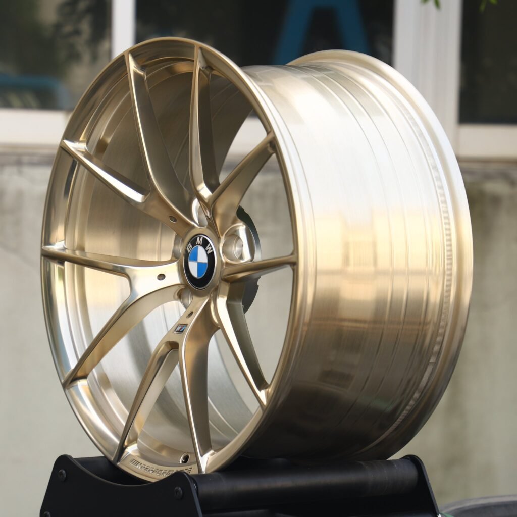 5x120 wheels – Transparent Frozen Gold 5 Y-Spoke (BMW Style 763M), side view