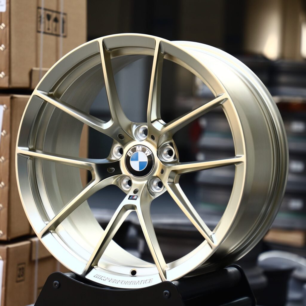 BMW M5 wheels – Transparent Gold Custom (BMW Style 763M), angled view