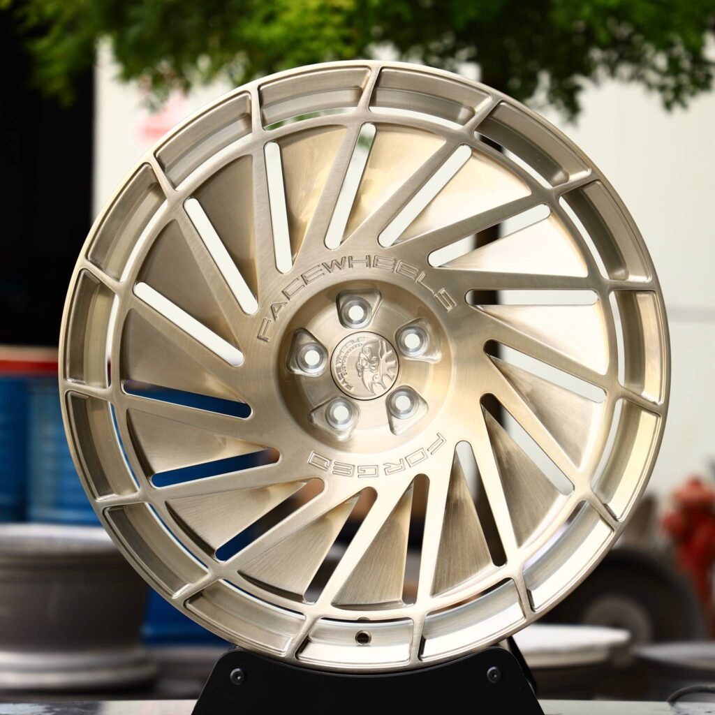 Porsche 911 wheels – Transparent Gold Directional Milled, front view