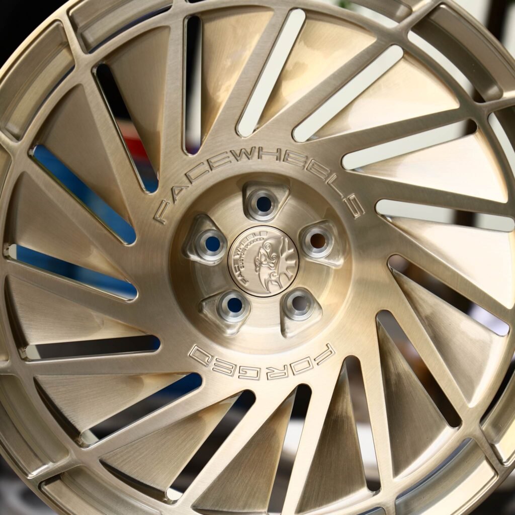 BMW M4 F82 wheels – Transparent Gold Directional Milled, lip and barrel detail