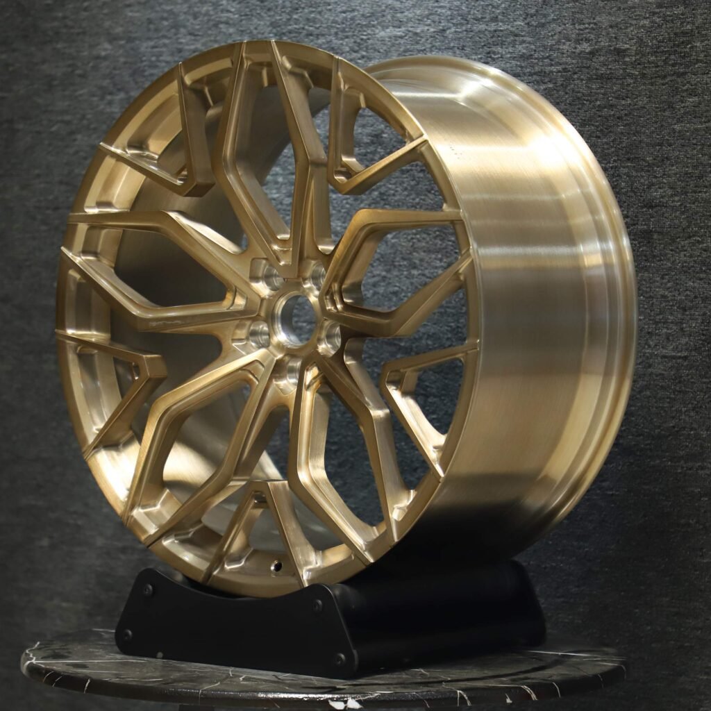 Audi A4 B9 wheels – Transparent Gold Petal-Spoke, lip and barrel detail