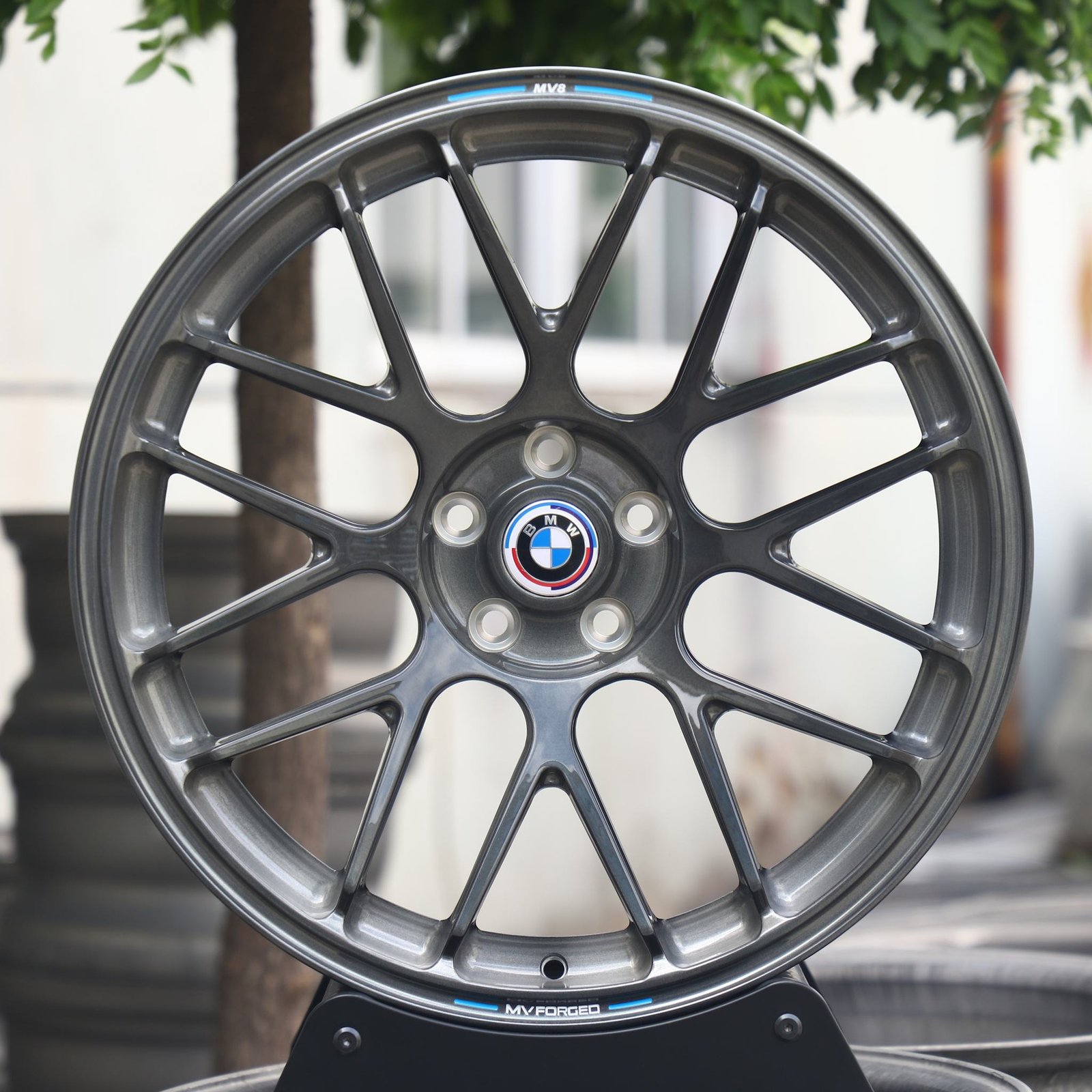 BMW M3 G80 wheels – Transparent Gray 8 Y-Spoke (BMW OEM-Style), front view