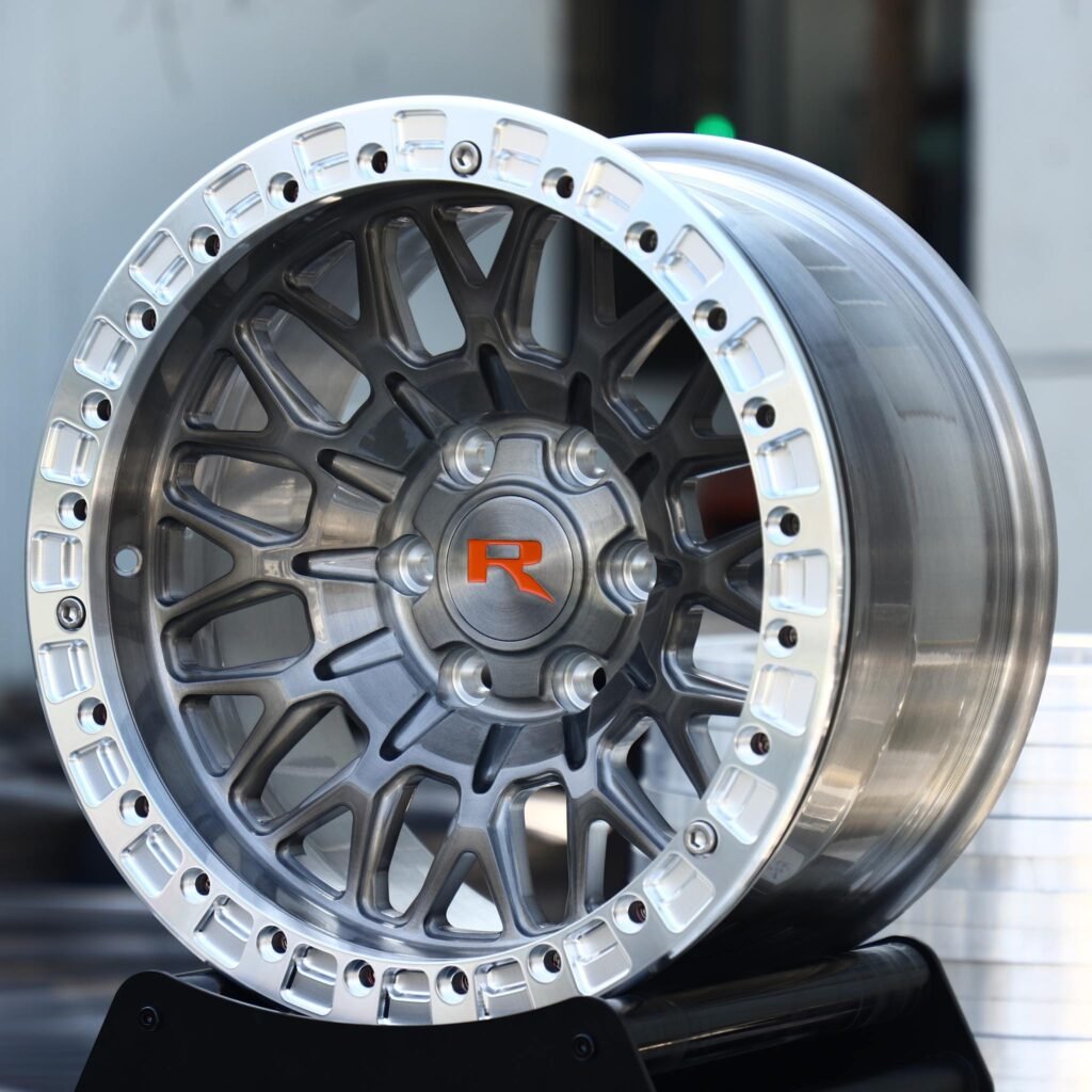 Chevrolet Silverado wheels – Transparent Gray / Brushed Mesh, angled view