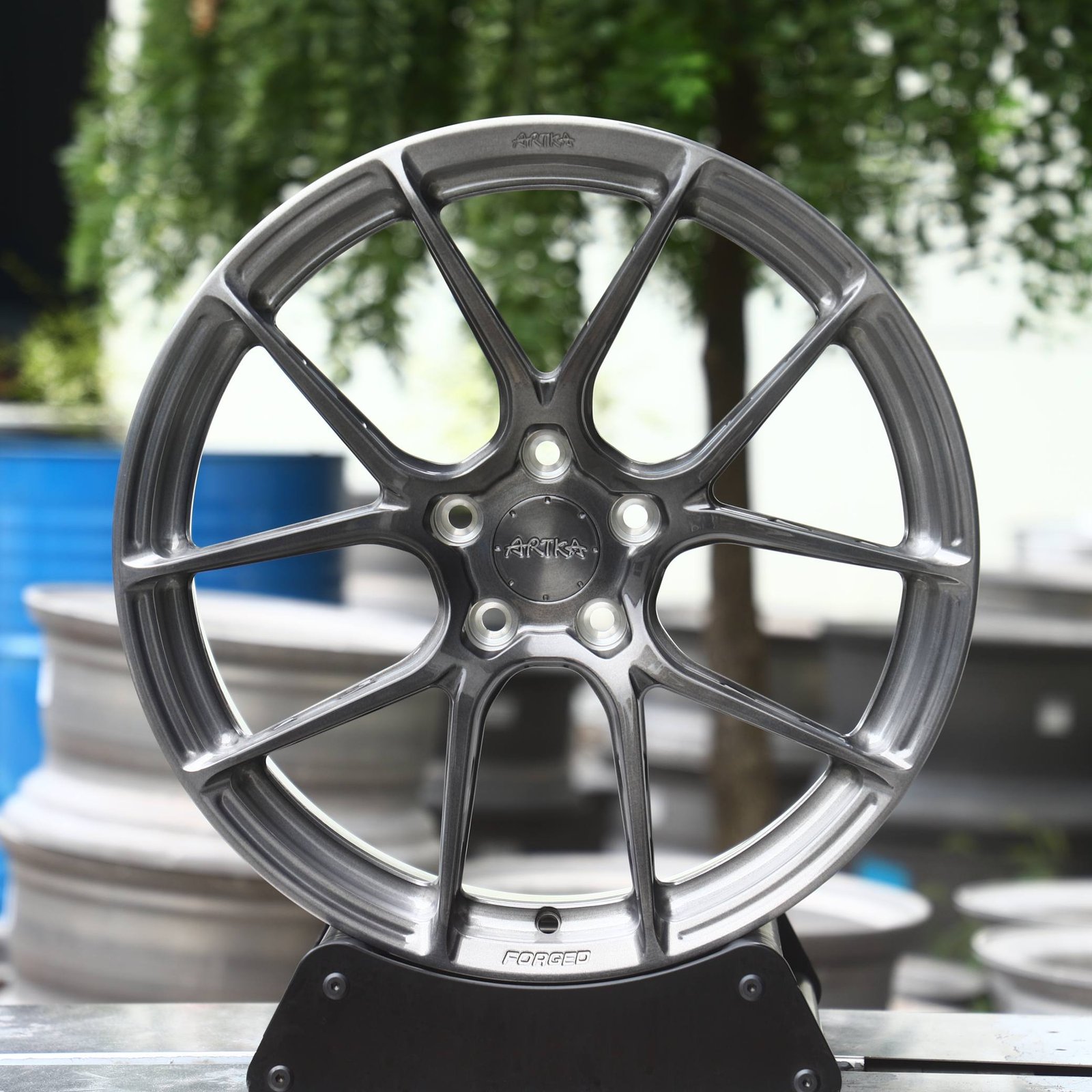 Porsche 911 wheels – Transparent Gray Petal-Spoke, front view