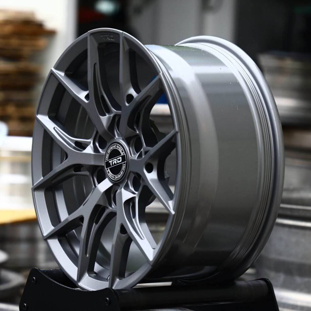 6x135 wheels – Matte Gunmetal 6 Split-Spoke (TRO Offroad-Style), side view