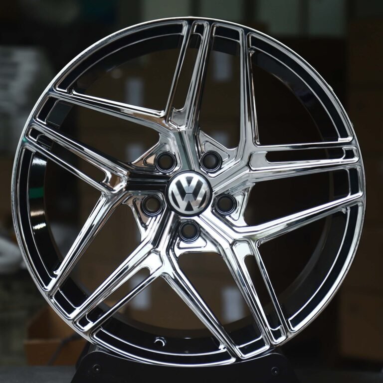 Volkswagen Golf wheels – Chrome Twin 5-Spoke (Volkswagen OEM-Style), front view
