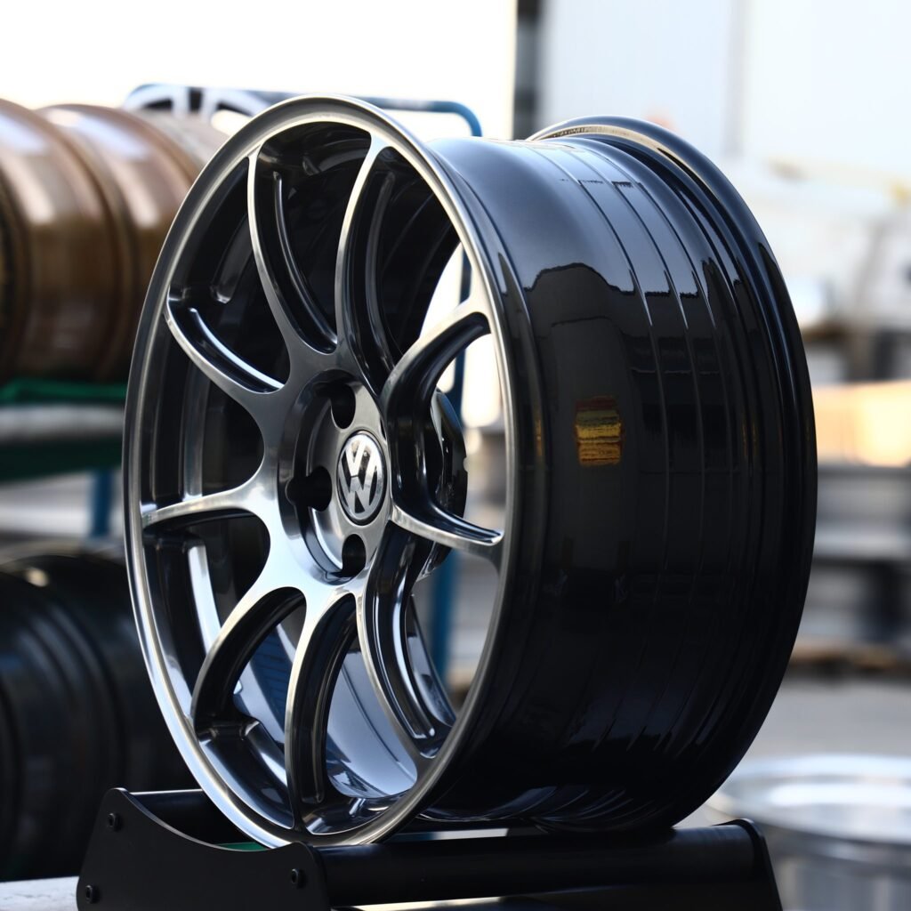 5x112 wheels – Gloss Black Machined 10-Spoke (Volkswagen OEM-Style), side view