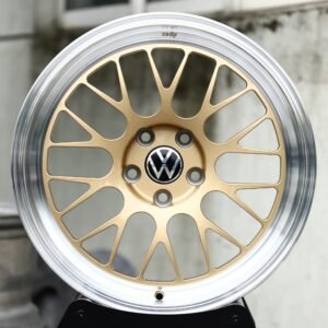 Volkswagen OEM-Style Gold Mesh Polished Lip Forged Wheels – Volkswagen Golf / Tiguan Fitment (5-Lug)
