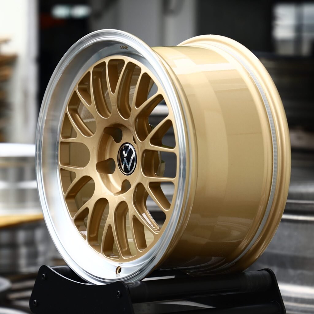 5x112 wheels – Gold Mesh Polished Lip (Volkswagen OEM-Style), side view