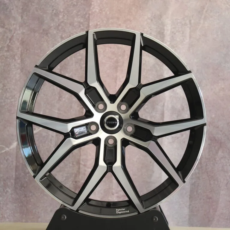 Volvo XC90 / S90 Forged Wheels – Black / Machined Petal-Spoke Machined Face, front view