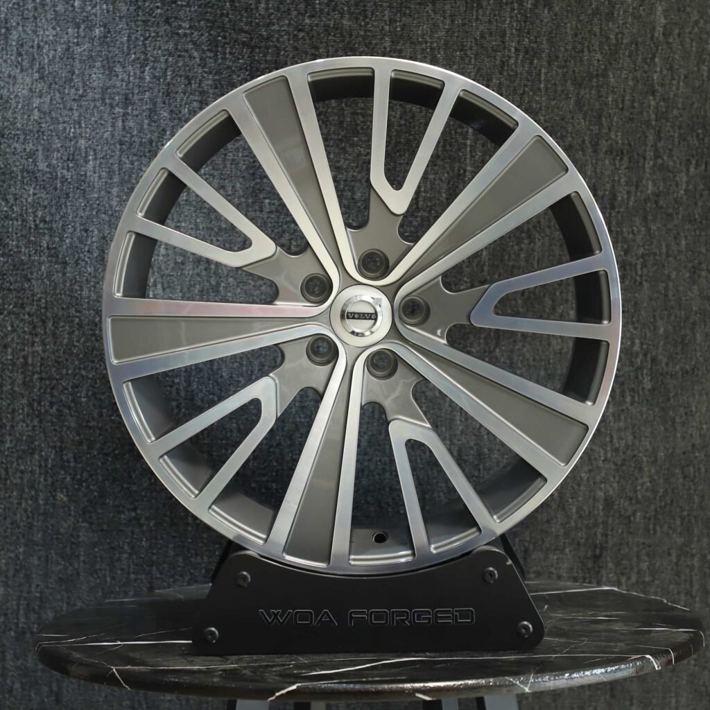 Volvo Style Matte Silver Split-Spoke Machined Face Forged Wheels - Volvo XC90 / Volvo S90 Fitment (5-Lug) Monoblock forged wheel