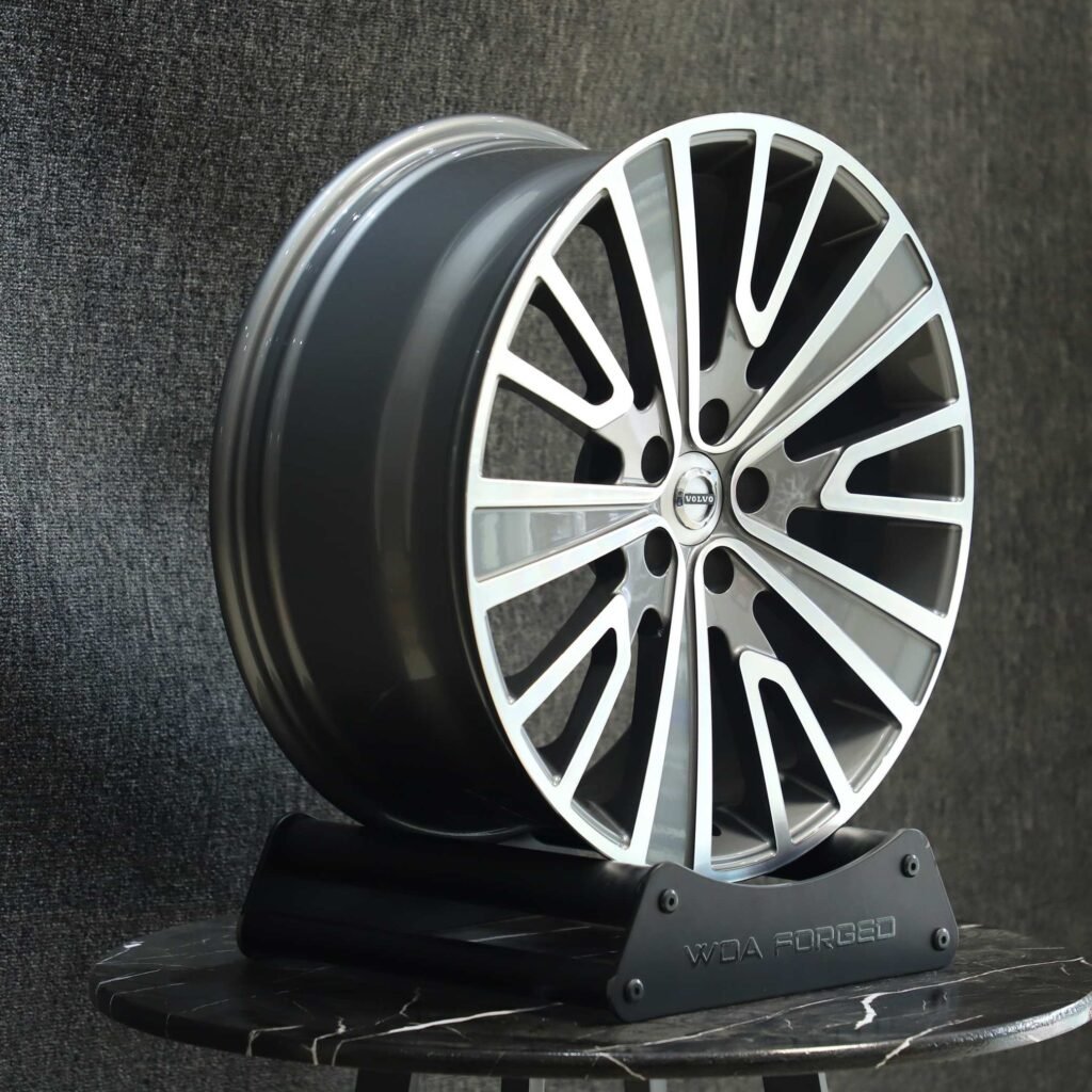 Volvo Style Matte Silver Split-Spoke Machined Face Forged Wheels - Volvo XC90 / Volvo S90 Fitment (5-Lug) view 3