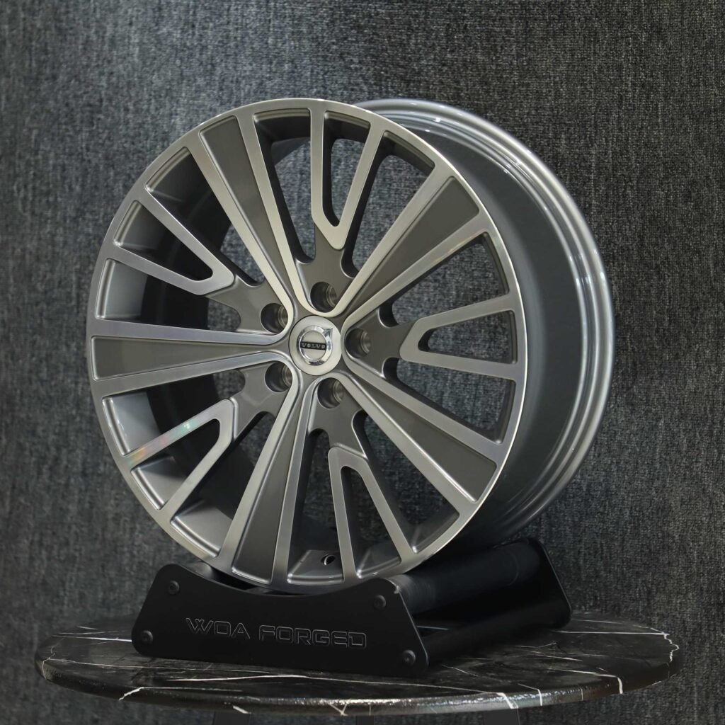 Volvo Style Matte Silver Split-Spoke Machined Face Forged Wheels - Volvo XC90 / Volvo S90 Fitment (5-Lug) view 4