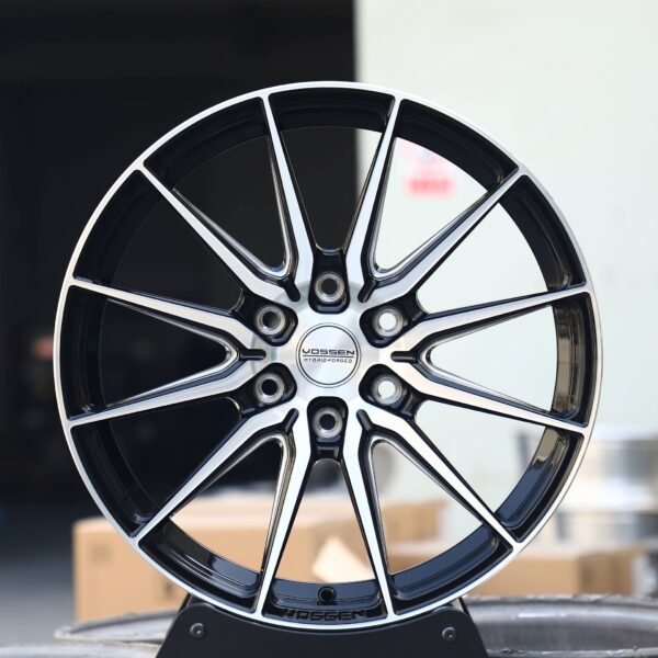 Vossen Black / Machined 6 Y-Spoke Machined Face Forged Wheels – Tesla Model Y / Ford Mustang, front view