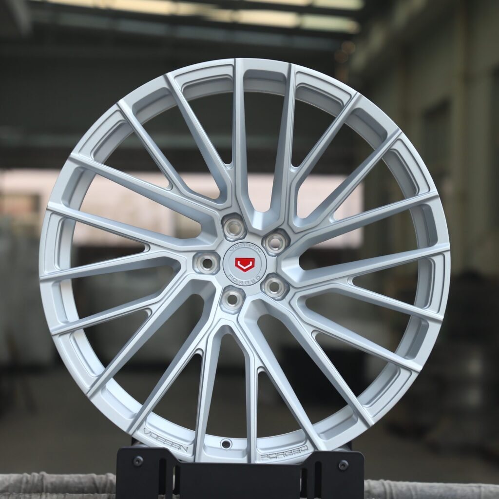 Tesla Model Y wheels – Vossen Bright Silver 10 Y-Spoke, front view