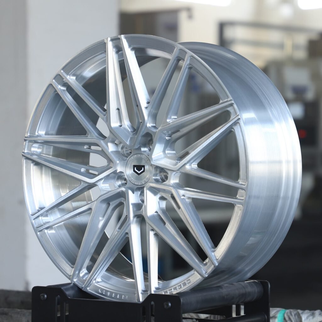 5x114.3 wheels – Bright Silver 10 Y-Spoke (Vossen HF-7-Style), side view