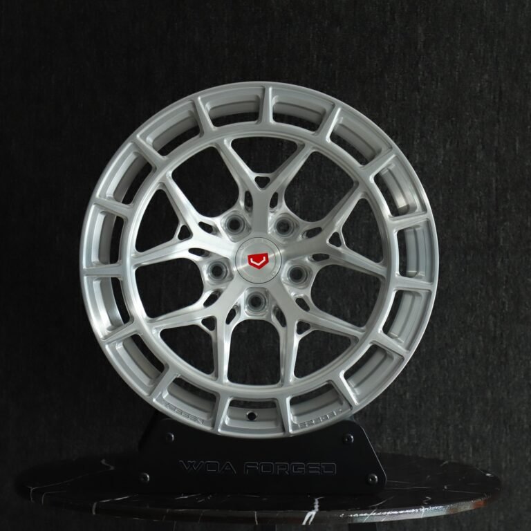 Tesla Model Y wheels – Vossen Bright Silver 5 Y-Spoke Brushed Double-Ring, front view