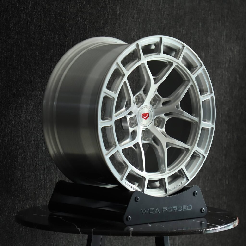 5x114.3 wheels – Vossen Bright Silver 5 Y-Spoke Brushed Double-Ring, side view