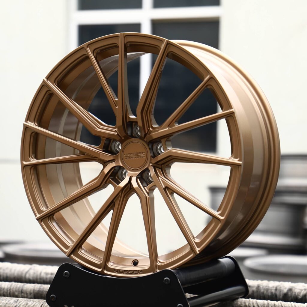 Ford Mustang wheels – Vossen Bronze Gold / Bronze 5 W-Spoke, angled view