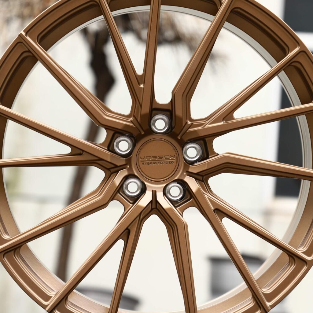 Tesla Model 3 wheels – Vossen Bronze Gold / Bronze 5 W-Spoke, lip and barrel detail