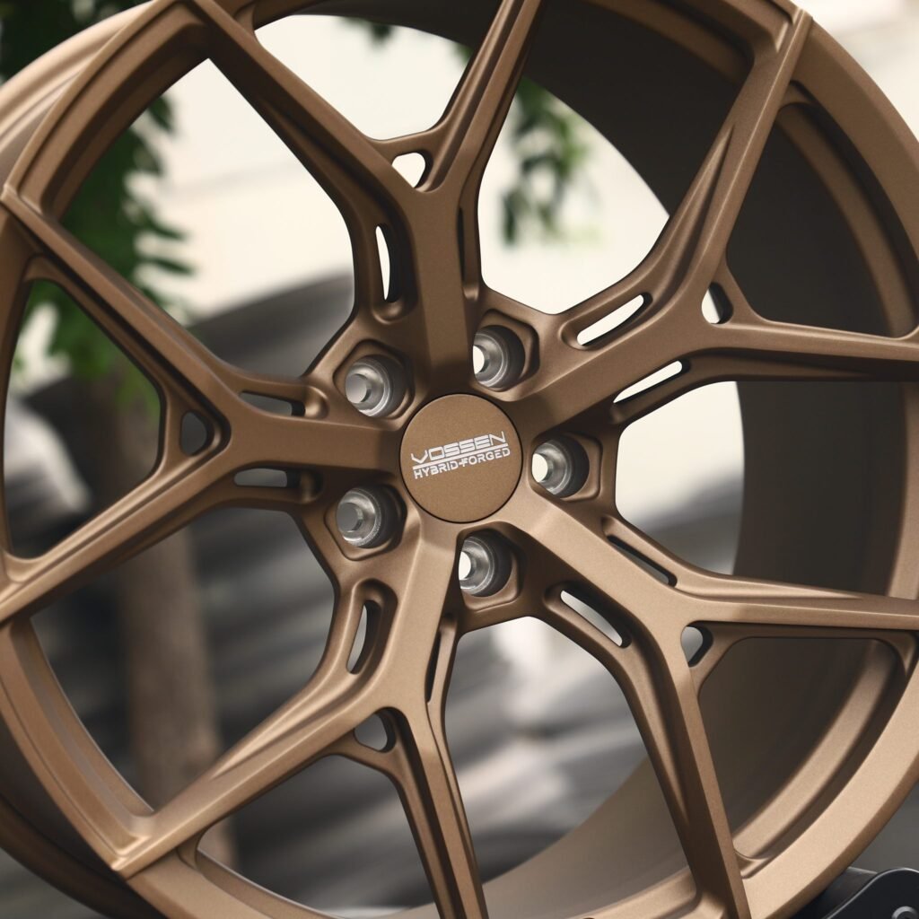 Ford Mustang S550 wheels – Bronze Side-Milled (Vossen HF-5-Style), lip and barrel detail