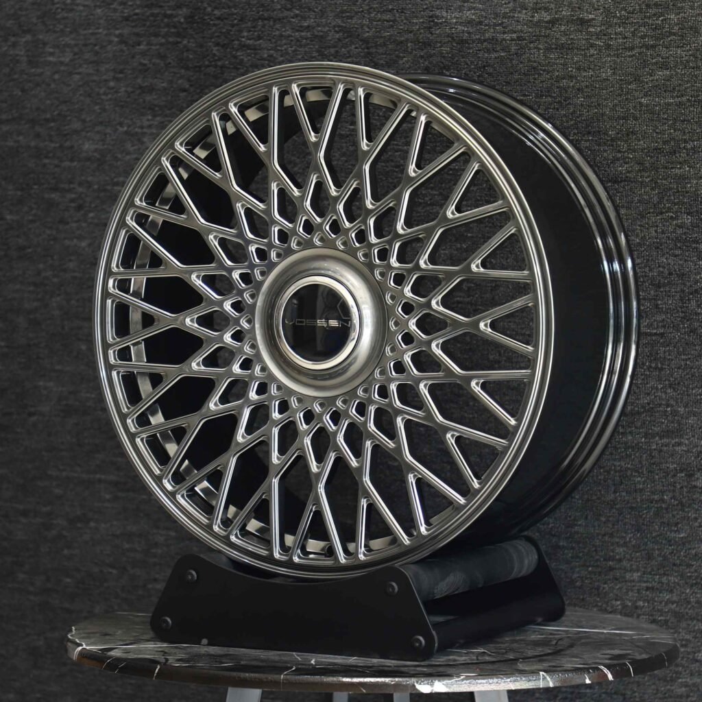 Tesla Model 3 wheels – Vossen Chrome 5-Spoke Cut-Out, lip and barrel detail