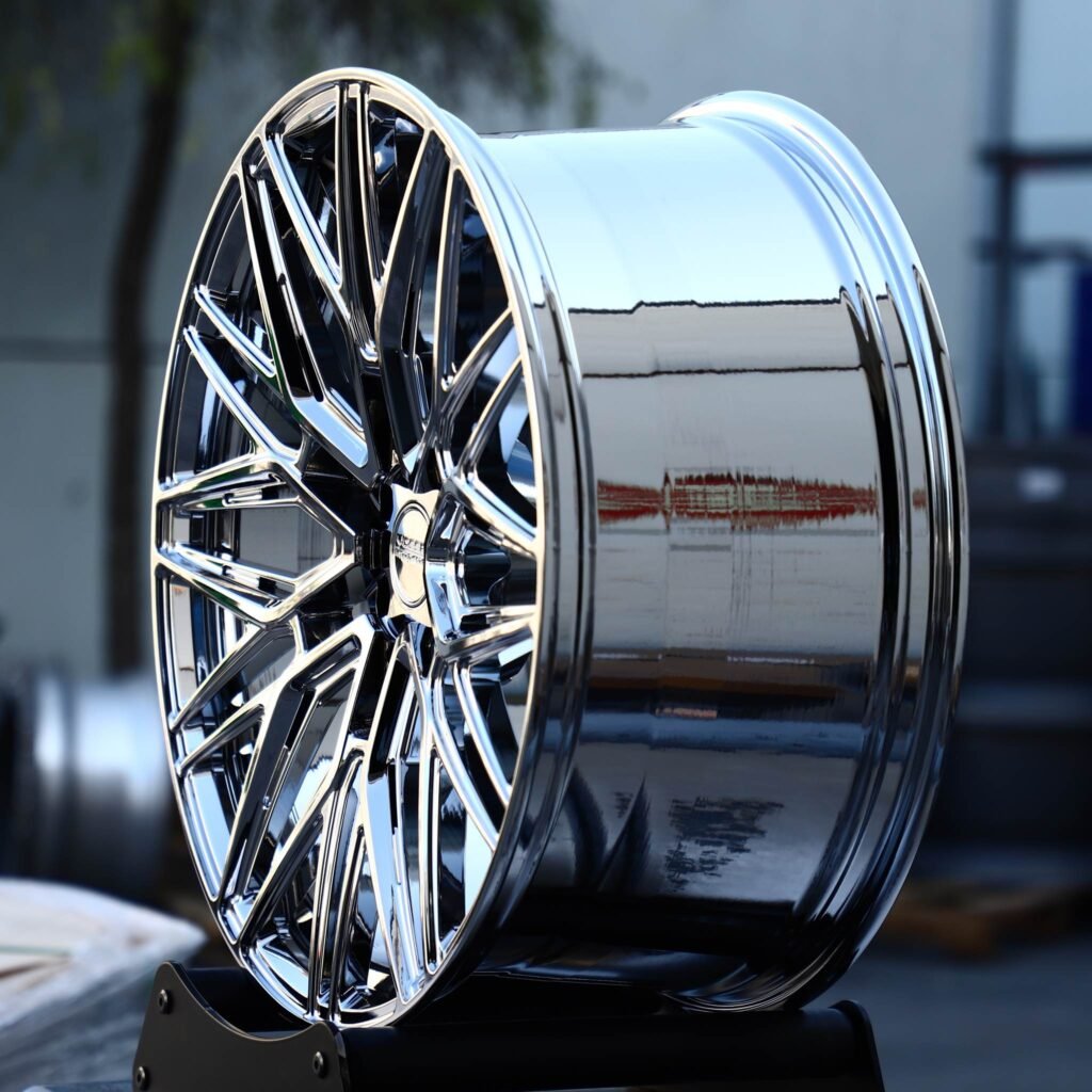 5x114.3 wheels – Chrome Side-Milled Cut-Out (Vossen HF-7-Style), side view