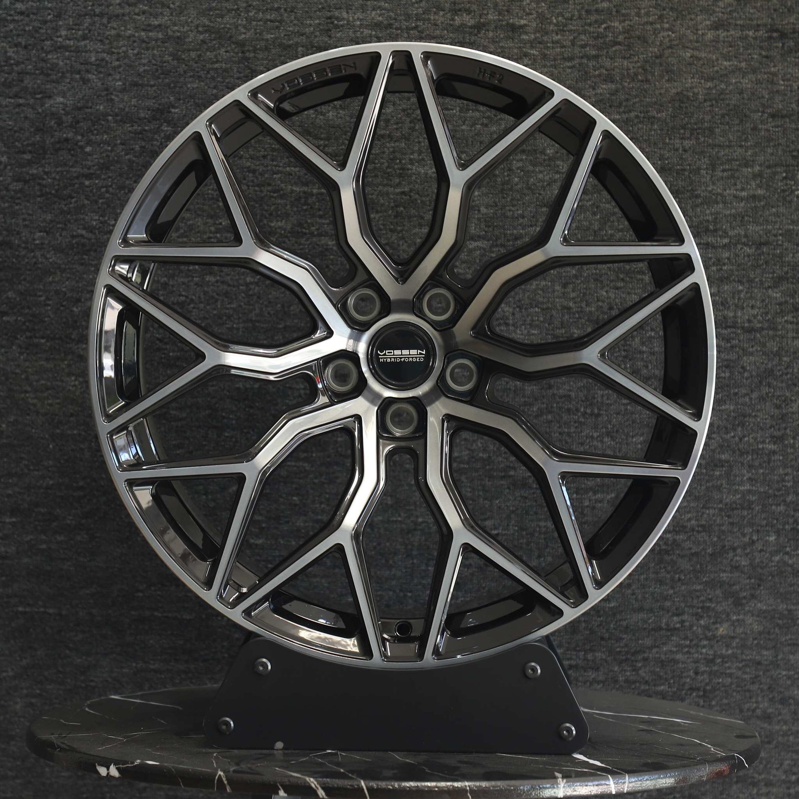 Tesla Model 3 wheels – Custom Finish 10 Y-Spoke Machined Face (Vossen HF-2-Style), front view