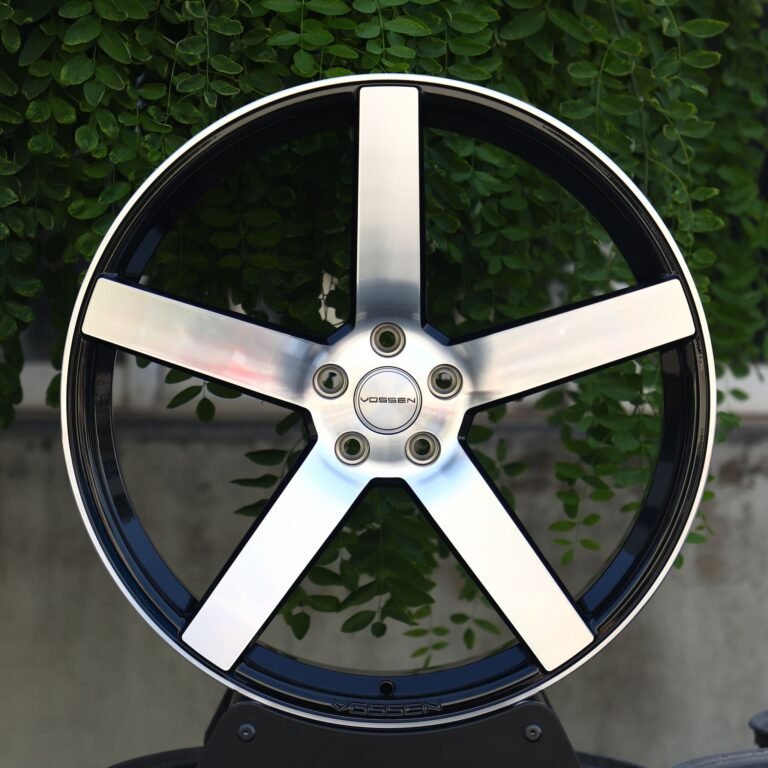 Tesla Model Y wheels – Custom Finish 5-Spoke Machined Face (Vossen CV3-Style), front view