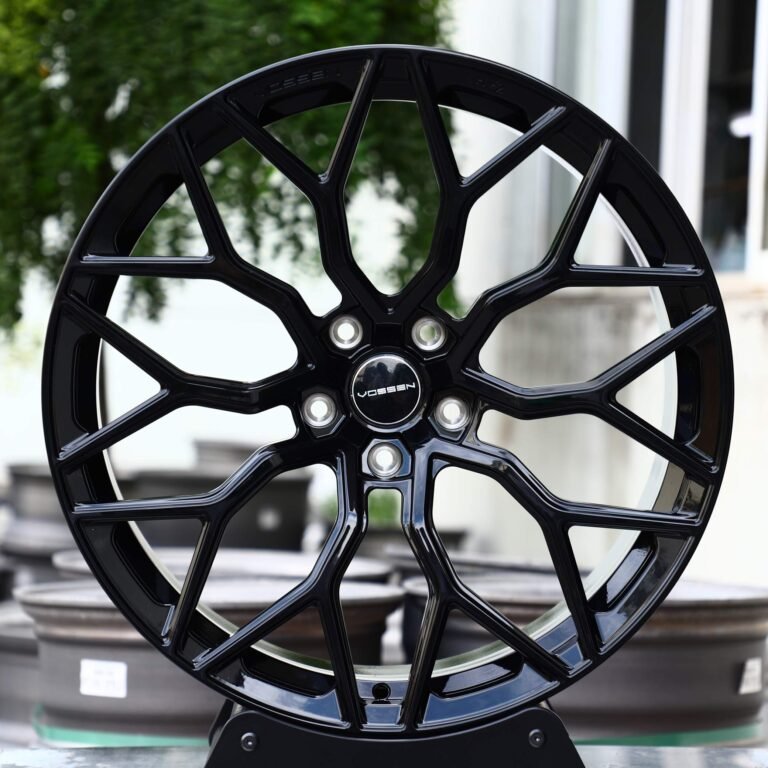 Tesla Model 3 wheels – Gloss Black 10 Y-Spoke (Vossen HF-2-Style), front view