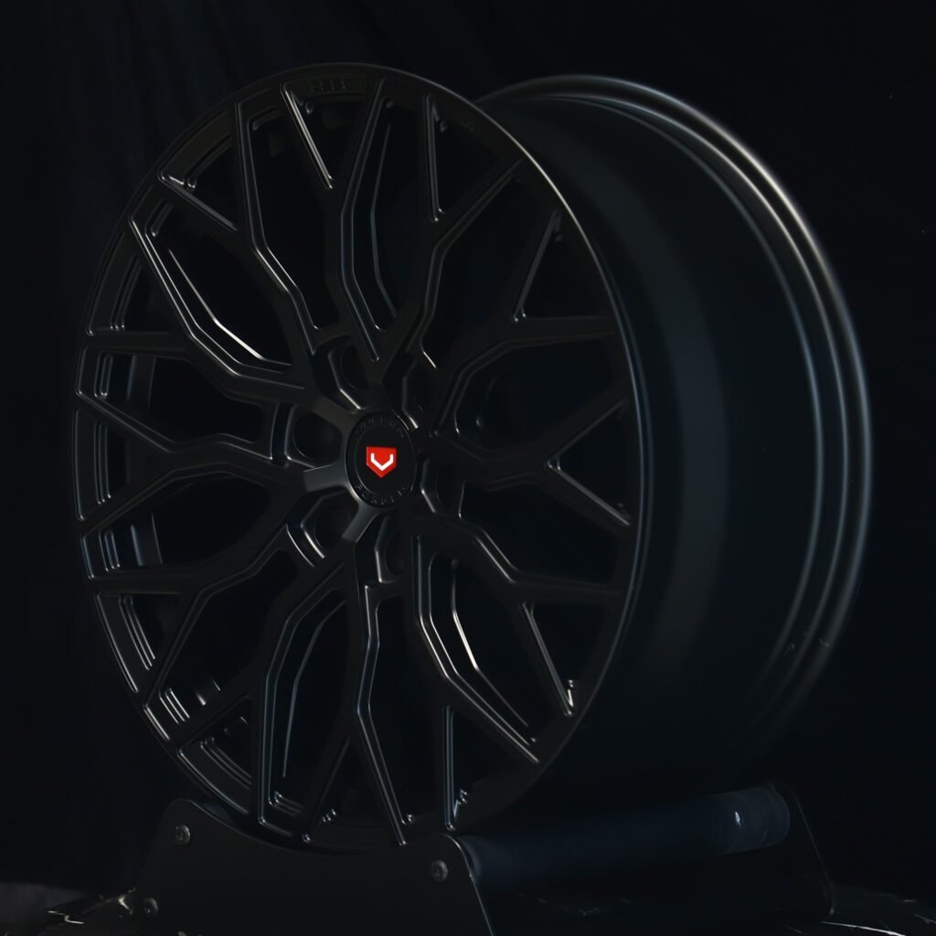 6x135 wheels – Gloss Black 12 Y-Spoke (Vossen HF-2-Style), side view