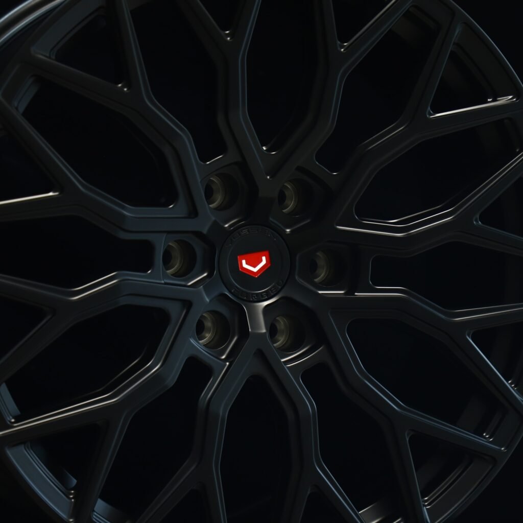 Toyota Tacoma wheels – Gloss Black 12 Y-Spoke (Vossen HF-2-Style), lip and barrel detail