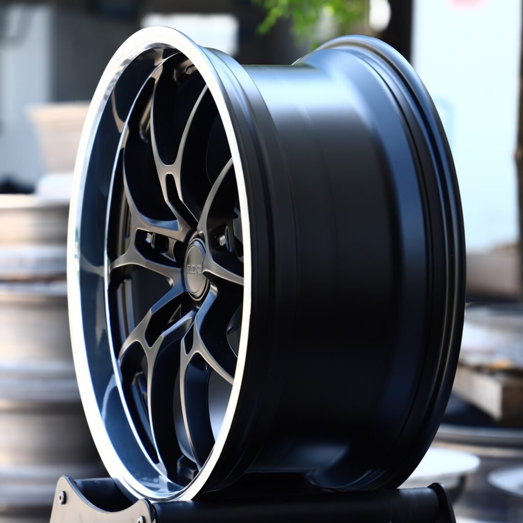 5x114.3 wheels – Gloss Black 5 Y-Spoke Deep Lip (Rays-Style), side view