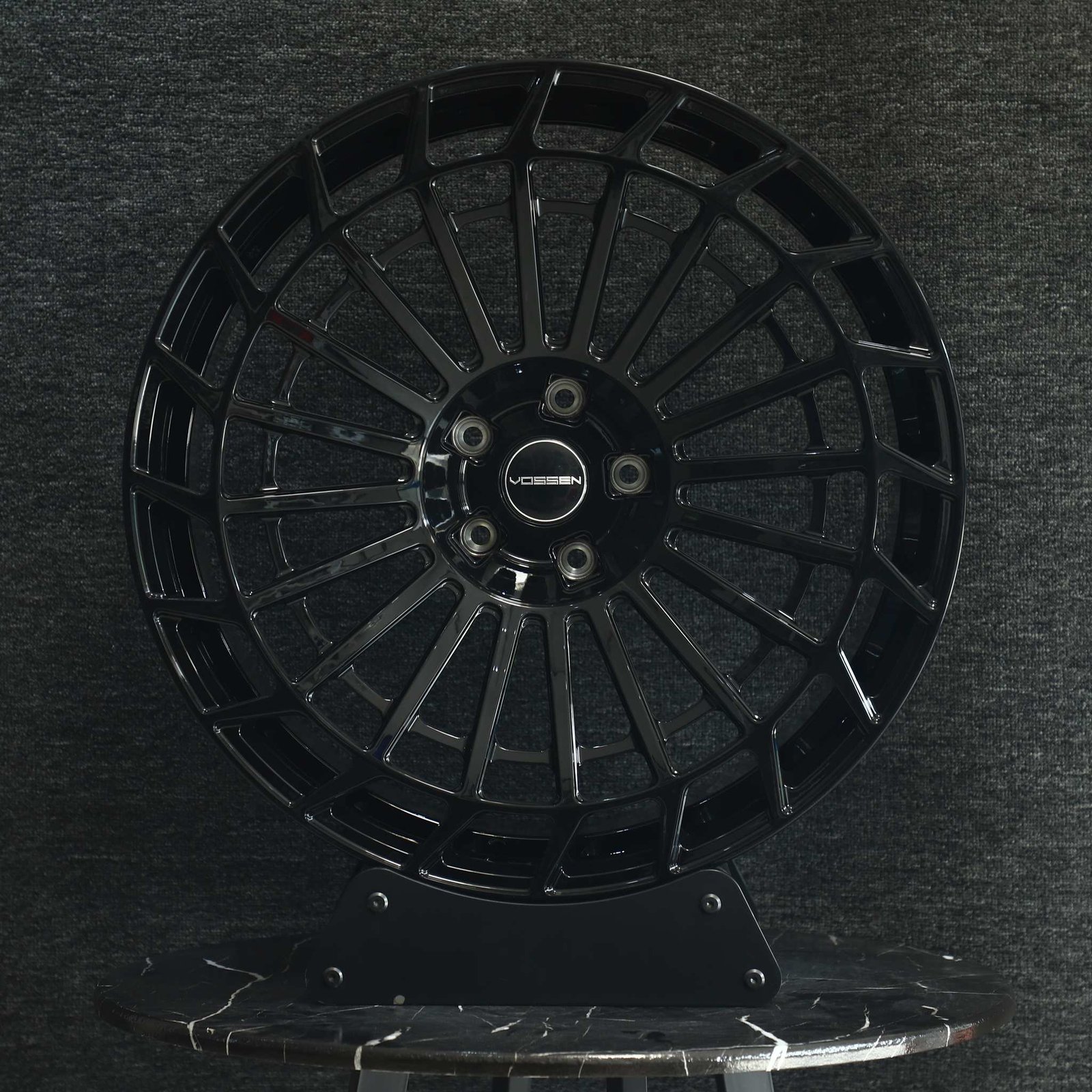 Tesla Model Y wheels – Vossen Gloss Black Double-Ring, front view