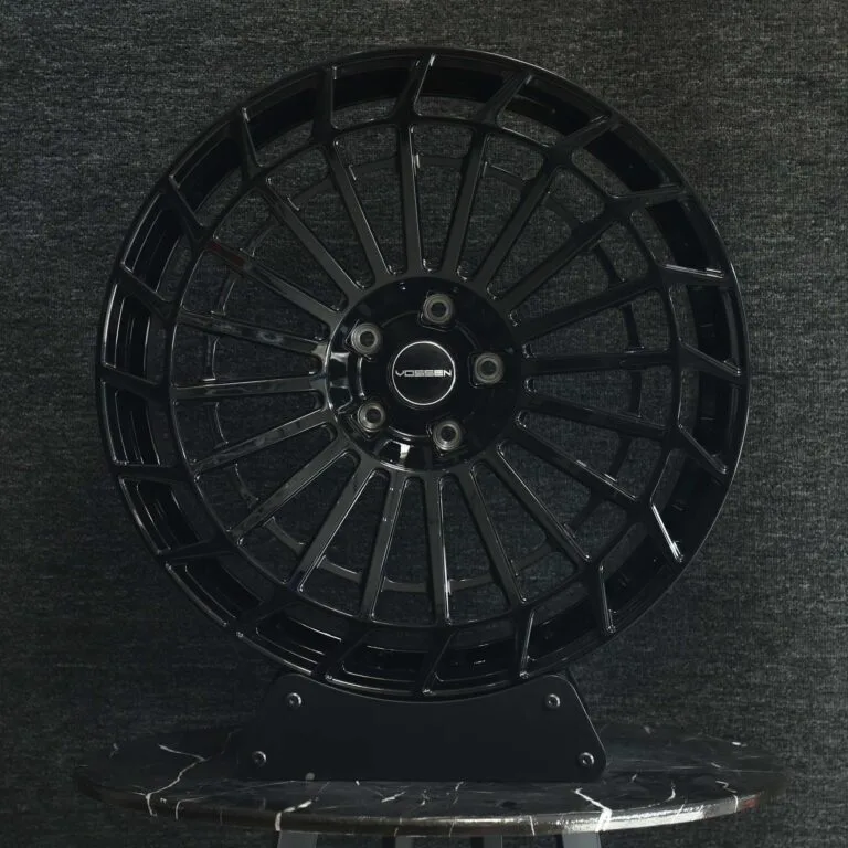 Vossen Gloss Black Double-Ring Forged Wheels – Tesla Model Y / Ford Mustang, front view