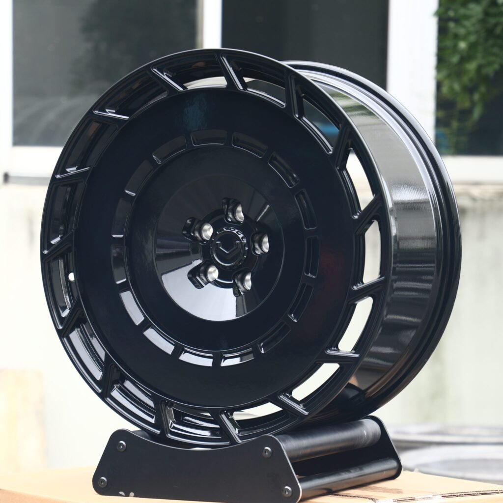Ford Mustang wheels – Vossen Gloss Black Full-Face, angled view