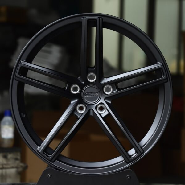 Porsche 911 wheels – Satin Black Twin 5-Spoke (Vossen HF-1-Style), front view