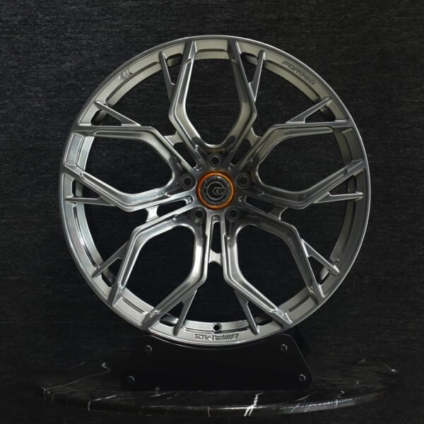 Vossen HF-2-Style ECC Silver Petal Forged Wheels – Tesla Model 3 / Audi A5, front view