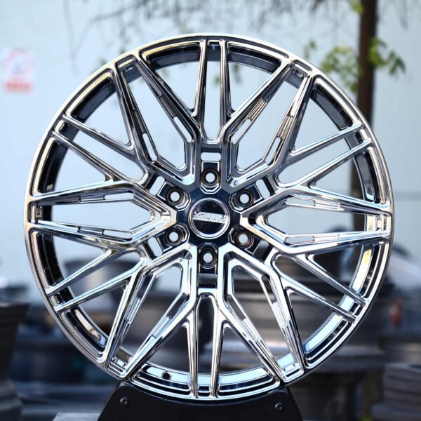 Vossen HF-7-Style Chrome Mesh Forged Wheels – Tesla Model Y / Tesla Model 3, front view