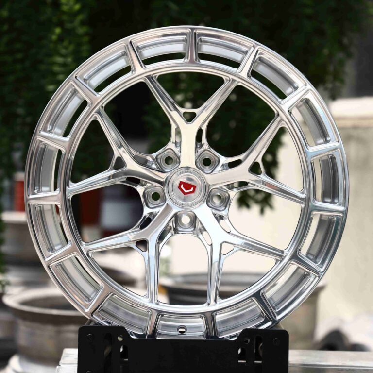 Tesla Model Y wheels – Matte Silver (Vossen HFX-1-Style), front view