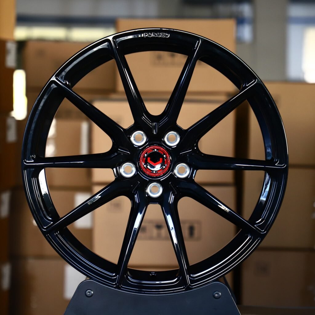 Tesla Model Y wheels – Vossen Matte Silver 10-Spoke, front view