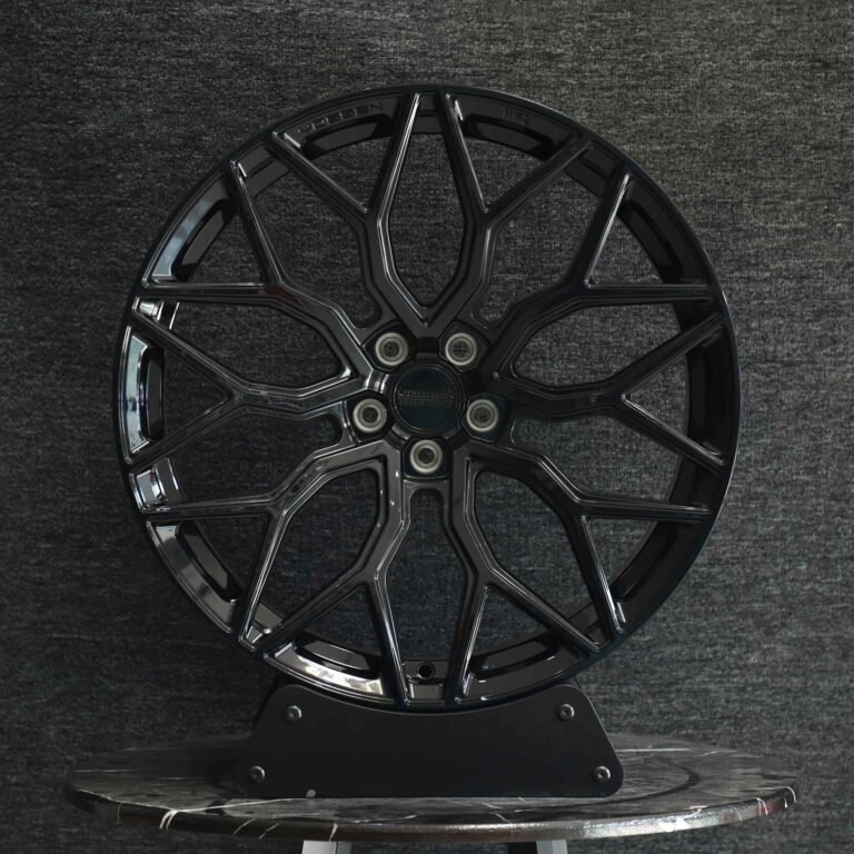 Tesla Model 3 wheels – Matte Silver 10 Y-Spoke (Vossen HF-2-Style), front view