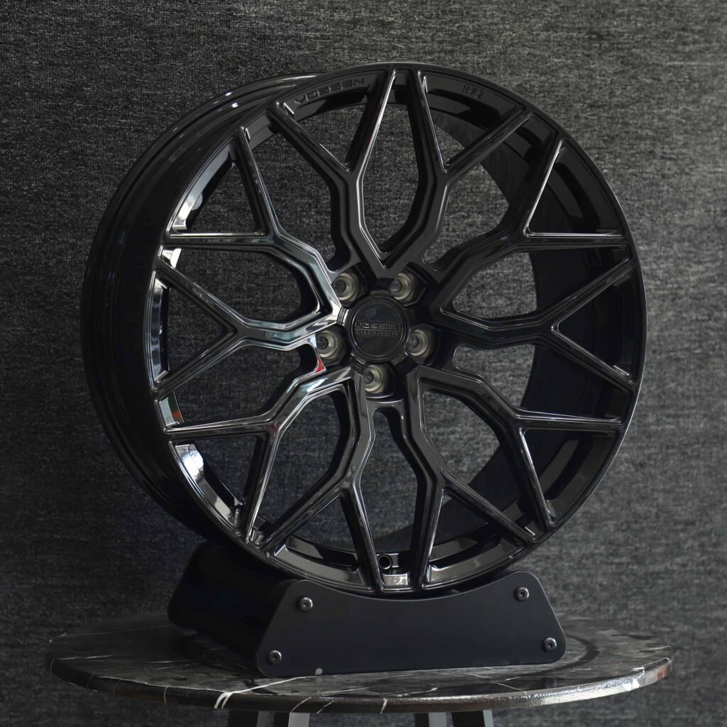 Vossen HF-2-Style Matte Silver 10 Y-Spoke Forged Wheels – Tesla Model 3 / Audi A5, 5x112 / 5x114.3 bolt pattern, side view