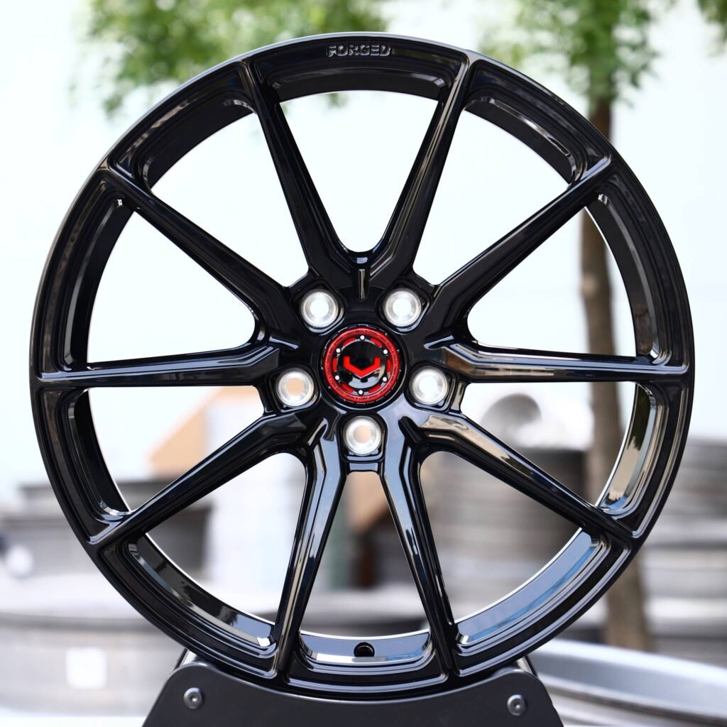 Tesla Model Y wheels – Vossen Matte Silver 10 Y-Spoke, front view