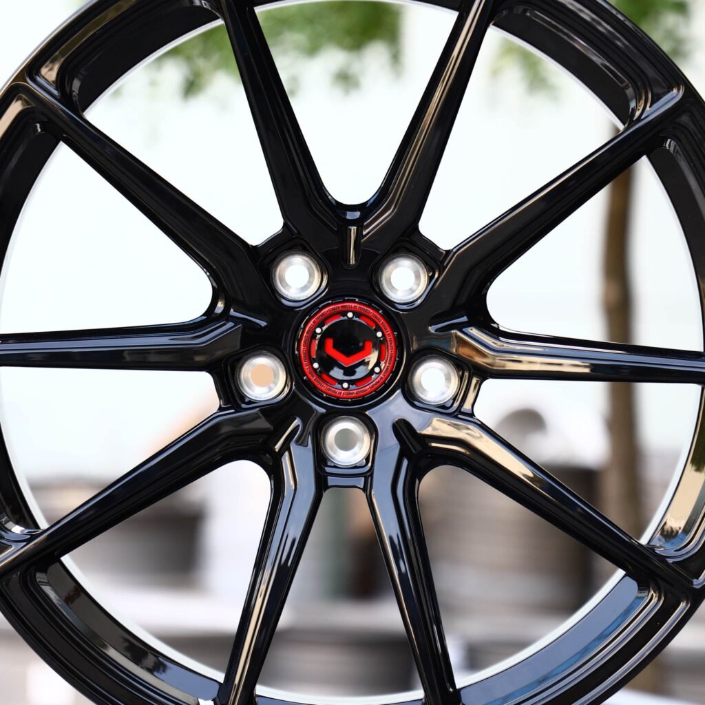 Tesla Model 3 wheels – Vossen Matte Silver 10 Y-Spoke, lip and barrel detail
