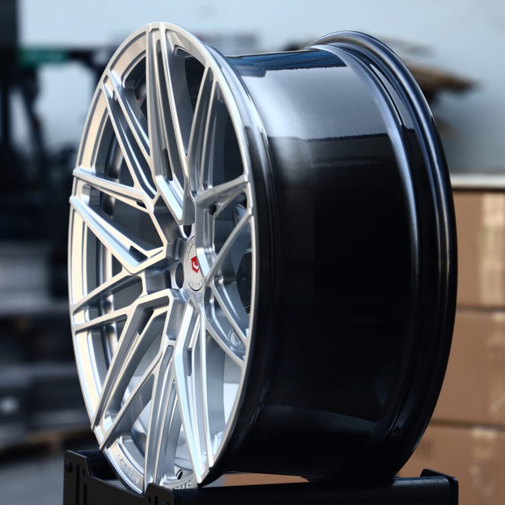 5x114.3 wheels – Matte Silver 10 Y-Spoke (Vossen HF-7-Style), side view